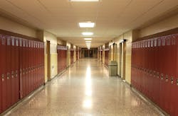Empty School Hallway with Student Lockers Empty School Hallway with Student Lockers