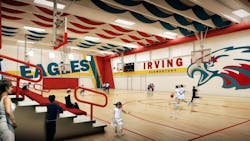 The Joplin Missouri school system has rebuilt most of its gyms as safe rooms This rendering shows the Irving Elementary School gym before it was built The bright colors and recreational equipment in the gym help to keep students calm The Joplin Missouri school system has rebuilt most of its gyms as safe rooms This rendering shows the Irving Elementary School gym before it was built The bright colors and recreational equipment in the gym help to keep students calm