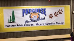 Students from Paradise are welcomed to the new home for their school in Oroville.