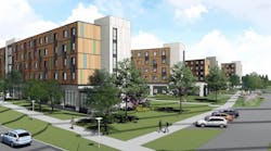 Rendering of student housing under construction at UMass Dartmouth.