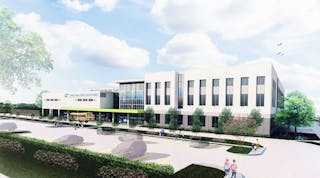 Rendering of high school campus for Kenner Discovery Health Sciences Academy.
