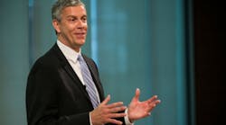 Arne Duncan, U.S. Secretary of Education, speaks at a press conference announcing that Starbucks will partner with Arizona State University to offer full tuition reimbursement for Starbucks employees to complete a bachelor&apos;s degree, on June 16, 2014 in New York City.