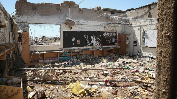 MOORE OK Debris litters what remains of a classroom at Plaza Towers Elementary School after it was destroyed by a tornado that ripped through the area on May 22 2013 in Moore Oklahoma Seven children died in the school during the tornado