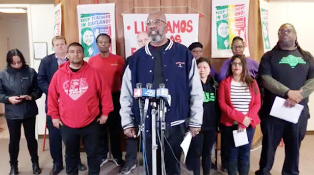 Leaders of the Oakland Education Association announce a tentative contract agreement to end their strike.