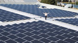 Solar panels atop the Recreational Sports Facility at UC Berkeley provide clean energy.
