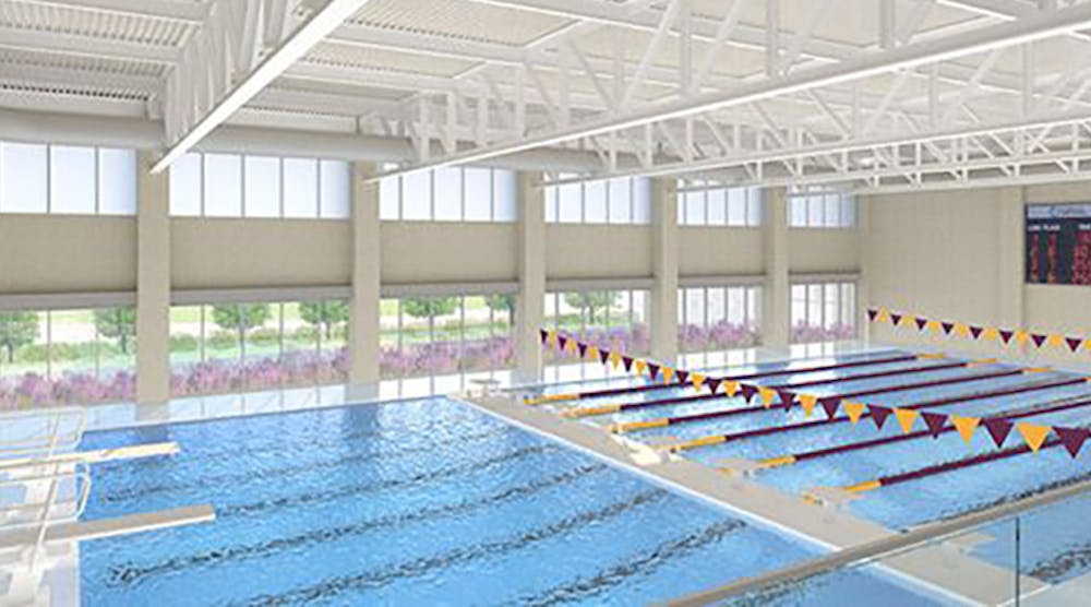 Rendering of aquatic center nearing completion at Loyola Academy.