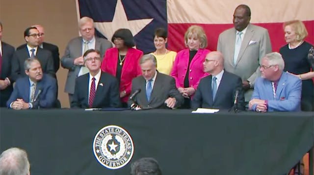 Texas Gov. Greg Abbott signs legislation overhauling the state&apos;s school finance system.