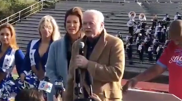 Dallas Cowboys owner Jerry Jones donates $1 million to the tornado-damaged Thomas Jefferson High School.