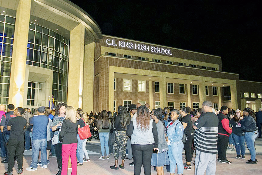 Students and community members attended a ribbon-cutting ceremony to open the new C.E. King High School.