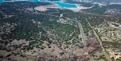 A drone camera view of a tract of land bought by the Georgetown (Texas) school district.