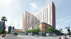 A rendering of plans for Arizona State University's Downtown Residence Hall and Entrepreneurship Center in Phoenix. A rendering of plans for Arizona State University's Downtown Residence Hall and Entrepreneurship Center in Phoenix.