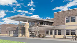 Rendering of Braeburn Elementary School, which the Houston district is rebuilding after the campus was hit by Hurricane Harvey in 2017.