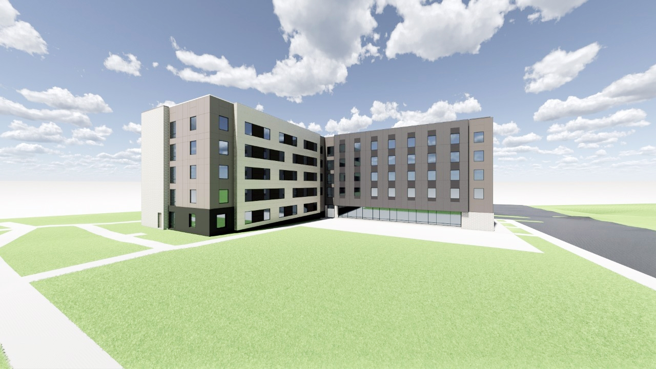 Rendering of residence hall under construction at Northern Kentucky University.