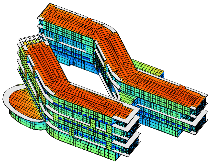Example of a building solar exposure analysis.