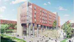 Rendering of residence hall planned for first-year students at Cornell University. Rendering of residence hall planned for first-year students at Cornell University.