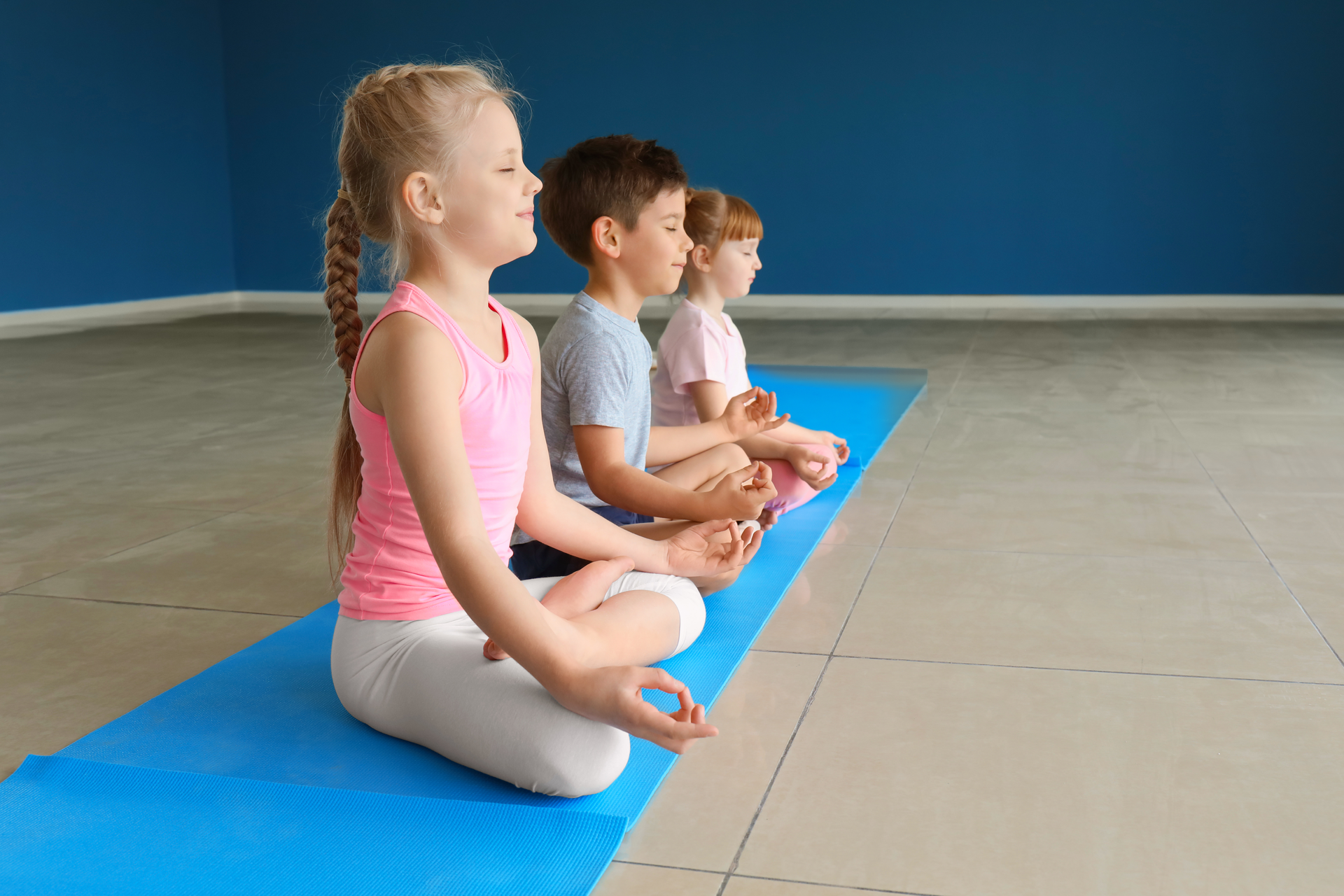 A yoga class for young children.