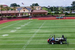Whether a school has natural grass or synthetic fields, routine care is needed to make sure surfaces are safe and ready for play. Whether a school has natural grass or synthetic fields, routine care is needed to make sure surfaces are safe and ready for play.
