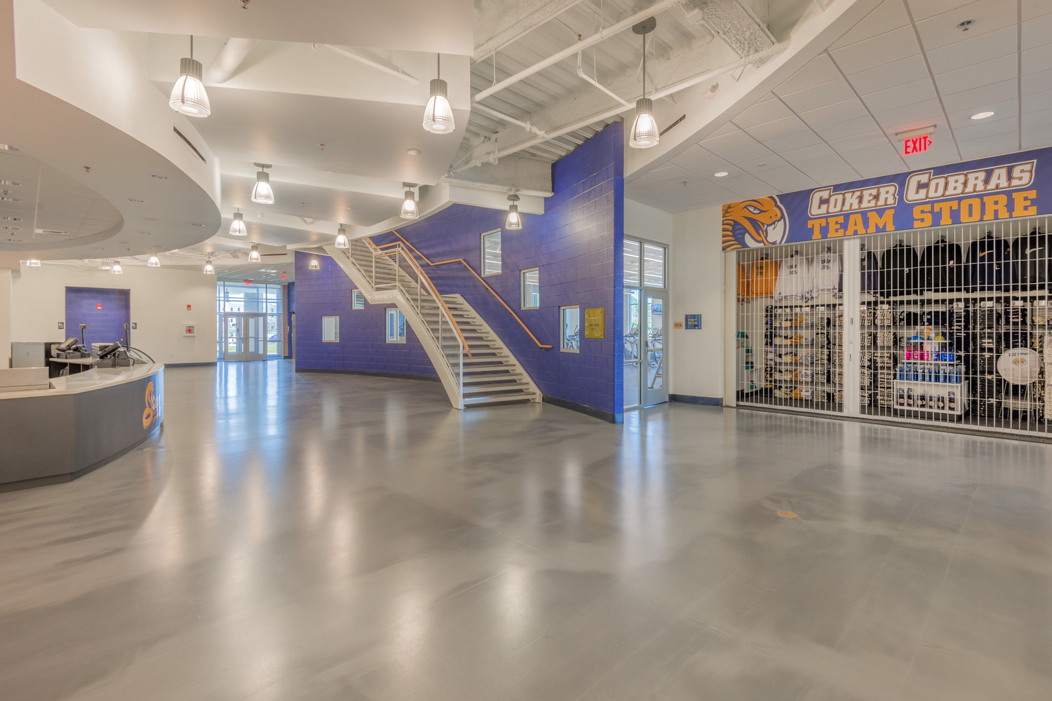 The Wellness Center reception area and Team Store at Converse College in Spartanburg, S.C.