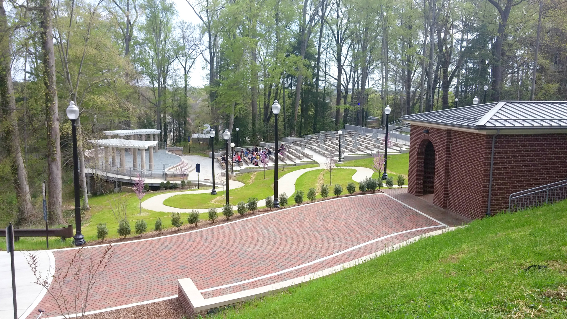 The amphitheater at Mary Washington University has served as the unofficial location for many classes and group meetings that have moved outside in the midst of the pandemic