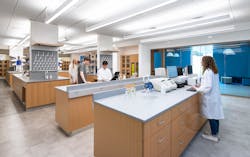 A high-tech chemistry lab in a University of South Carolina building that used to be a law school facility.