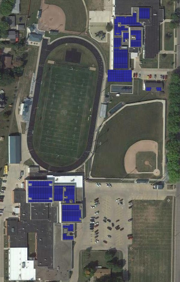 West Burlington Independent School District solar panel project layout