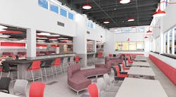 Rendering of Plainedge High School's new cafeteria common space Rendering of Plainedge High School's new cafeteria common space