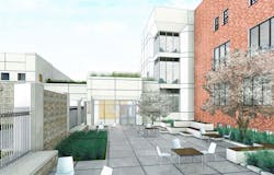 Rendering of the outdoor courtyard at Trinity High School Rendering of the outdoor courtyard at Trinity High School