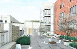 Rendering of the outdoor courtyard at Trinity High School Rendering of the outdoor courtyard at Trinity High School