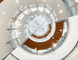 A centerpiece of Colorado State University's Health and Medical Center in Fort Collins is a glass skylight complemented by a glass-and-steel spiral staircase that helps disperse daylight through the building. A centerpiece of Colorado State University's Health and Medical Center in Fort Collins is a glass skylight complemented by a glass-and-steel spiral staircase that helps disperse daylight through the building.