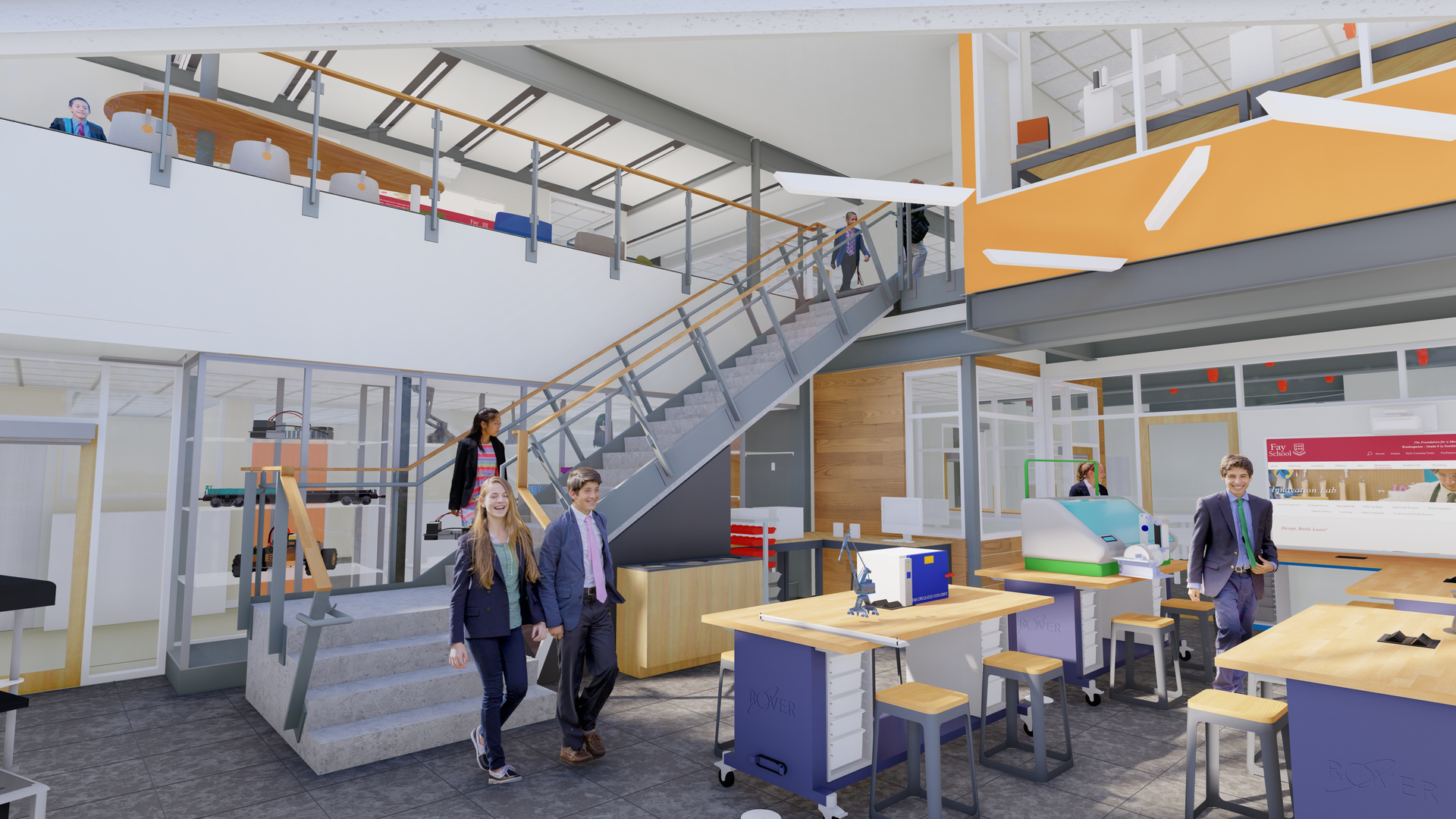 Interior rendering of Fay School's Center for Creativity and Design