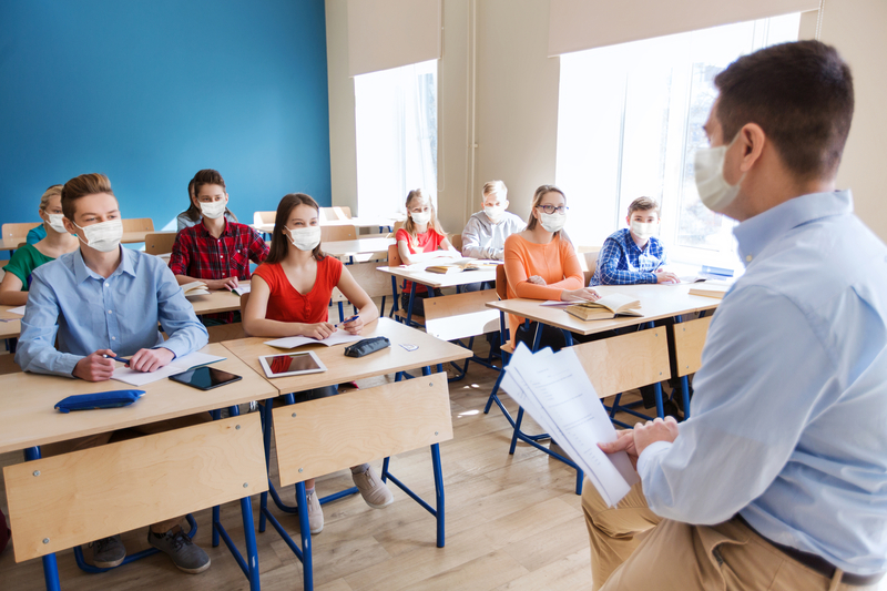 Students wearing masks in school