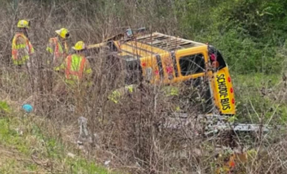 5 special needs students, 2 adults hurt in school bus rollover crash in