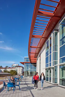 Numerous outdoor terraces are active front porches for individuals and groups at Emory University’s Student Center in Atlanta. Numerous outdoor terraces are active front porches for individuals and groups at Emory University’s Student Center in Atlanta.