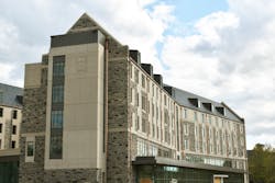 The site for the Creativity and Innovation District Residence Hall had many challenging features, including its proximity to other buildings, a steep slope, underground utilities and an existing box culvert. The site for the Creativity and Innovation District Residence Hall had many challenging features, including its proximity to other buildings, a steep slope, underground utilities and an existing box culvert.