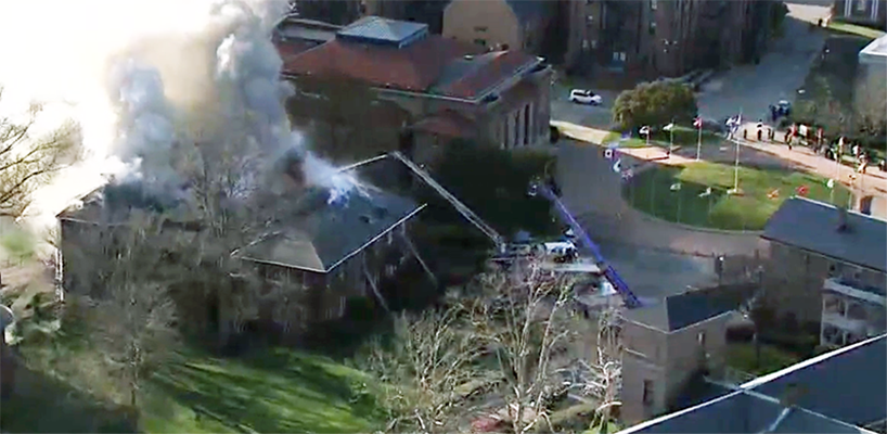 Administration building at Hampton University is heavily damaged in