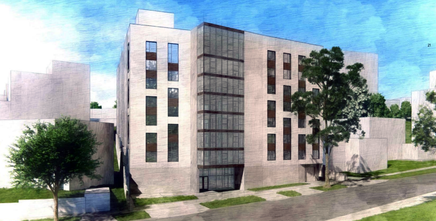 Rendering of UCLA's planned 545-bed residence hall.