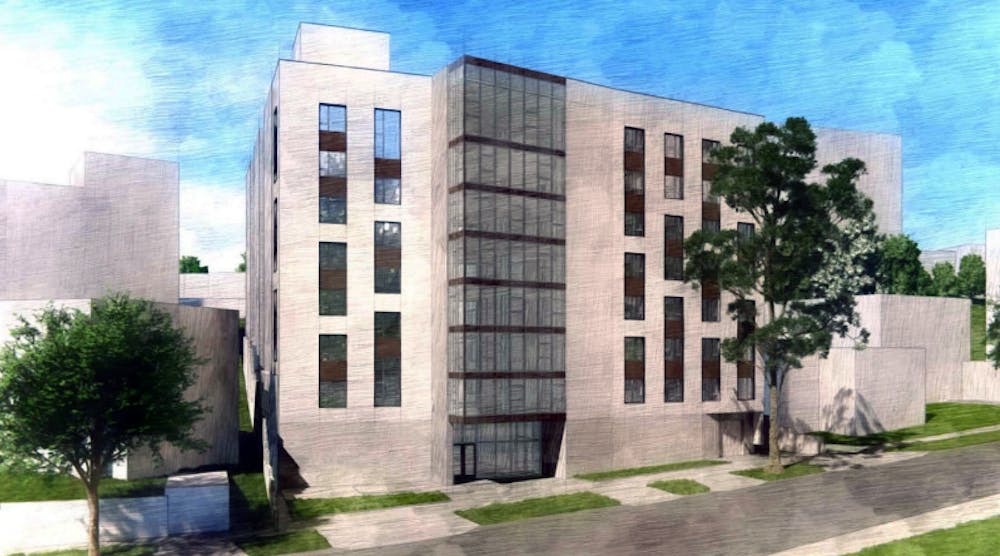 Rendering of UCLA&apos;s planned 545-bed residence hall.