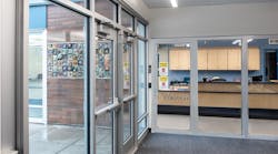 Multifunctional, fire-rated glass provides code-compliant defense against fire while helping schools design secure entry vestibules.
