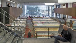 The library at Arizona State University's Beus Center for Law and Society is without boundaries, spread among the public spaces on the lower floors of the building. The library at Arizona State University's Beus Center for Law and Society is without boundaries, spread among the public spaces on the lower floors of the building.