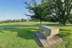 A bench memorial on the Virginia Tech campus in Blacksburg honors the survivors of the April 2007 shooting at Virginia Tech that killed 32. A bench memorial on the Virginia Tech campus in Blacksburg honors the survivors of the April 2007 shooting at Virginia Tech that killed 32.