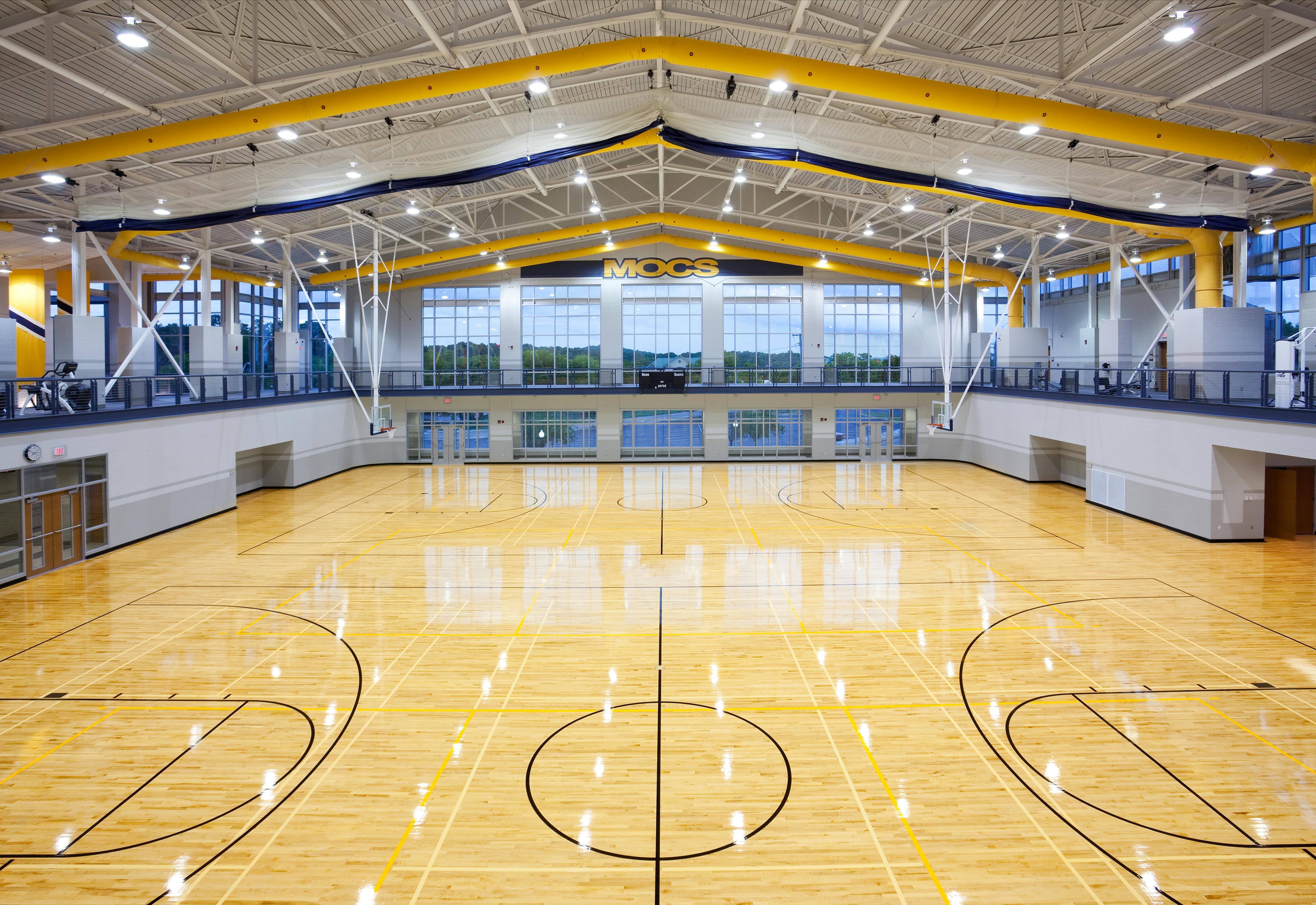 A hard maple floor at the University of Tennessee-Chattanooga