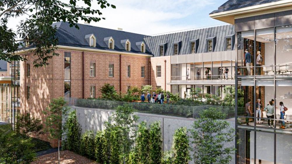 Rendering of Pine Hall, one of the residence halls under construction at the College of William & Mary.