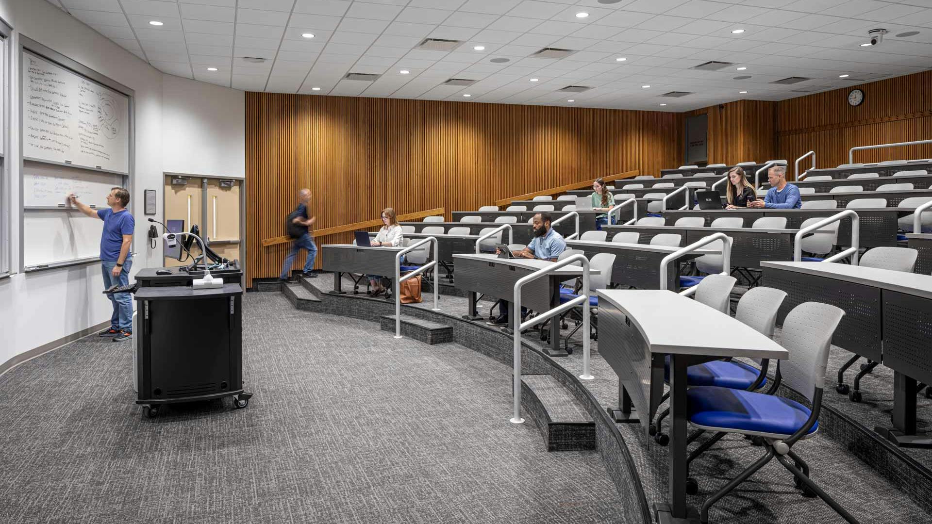 Buildings planned with flexible infrastructure can support both lecture-based and research-intensive uses within the same facility over time. (Butler University Science Complex, Indianapolis)