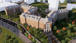 Aerial view rendering of proposed student housing at Western Kentucky University campus.