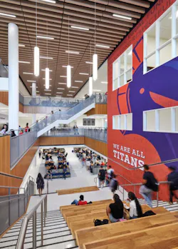 Minnie Howard campus central staircase and commons