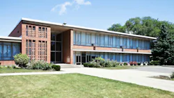 Exterior of 1960's era High School in Portage Park, Chicago