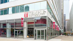 Exterior of Temple University building in downtown Philadelphia.