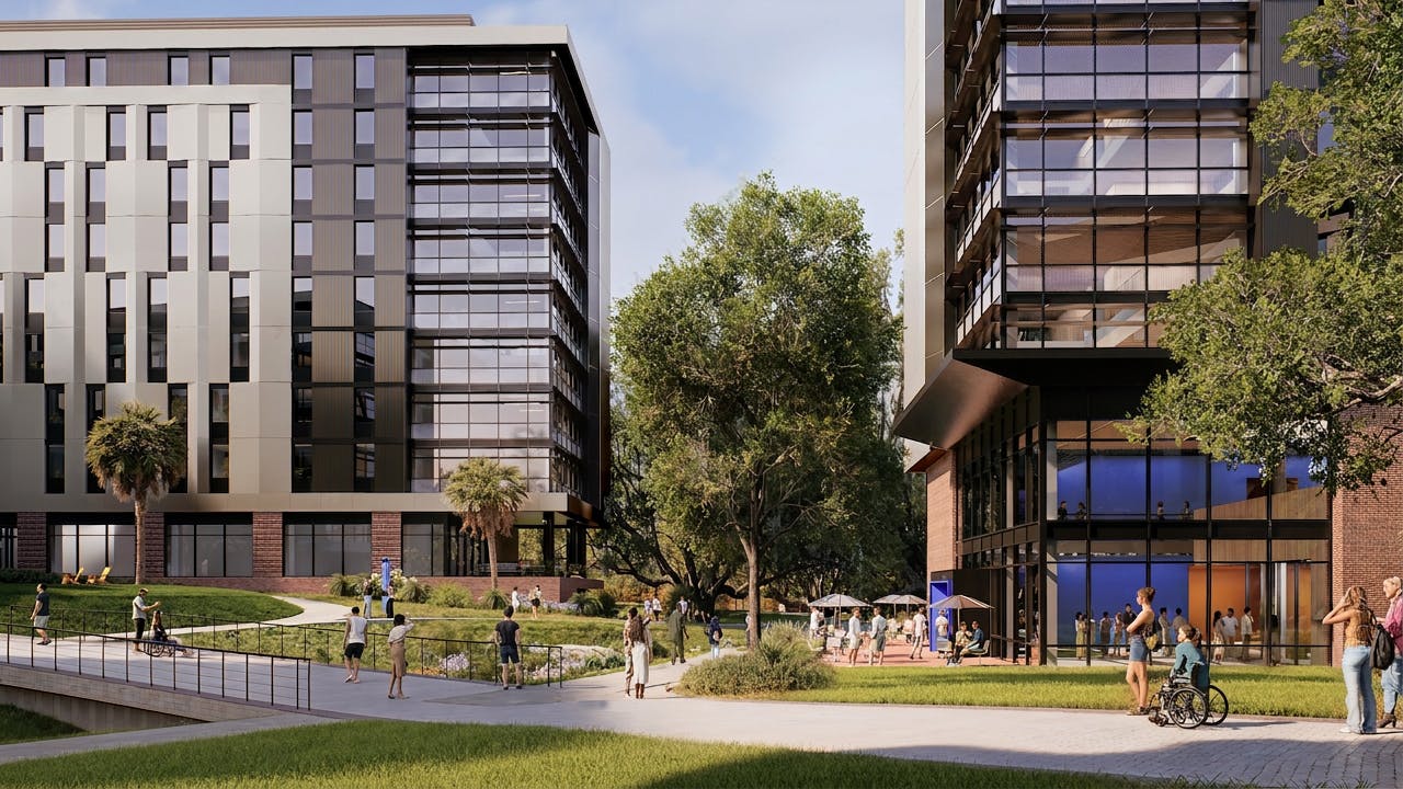 Rendering of newly designed student housing at the University of Florida.