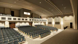 Rendering of interior of renovated high school auditorium.