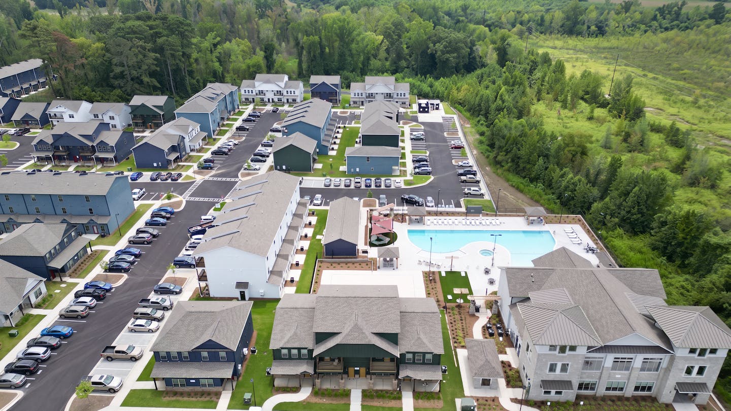 Aerial view of new student housing development in Columbia, South Carolina.